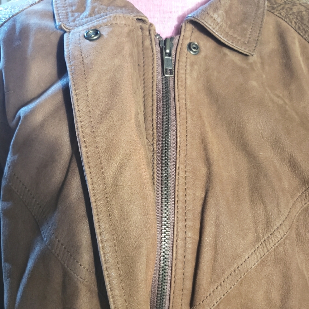 Brown Suede Women's Jacket - Picture 6 of 7